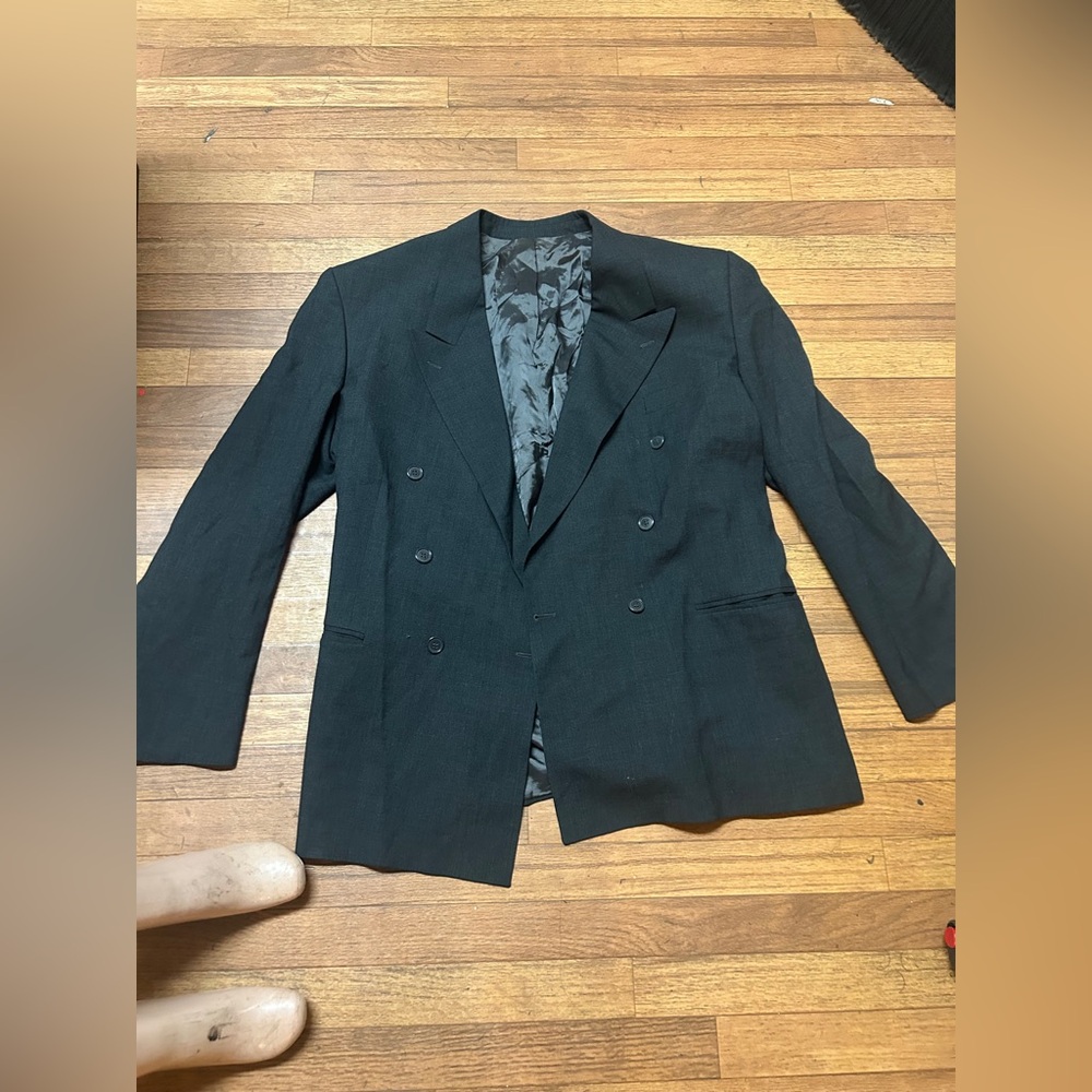 YVES SAINT LAURET Classic Black Double-Breasted Men's Blazer